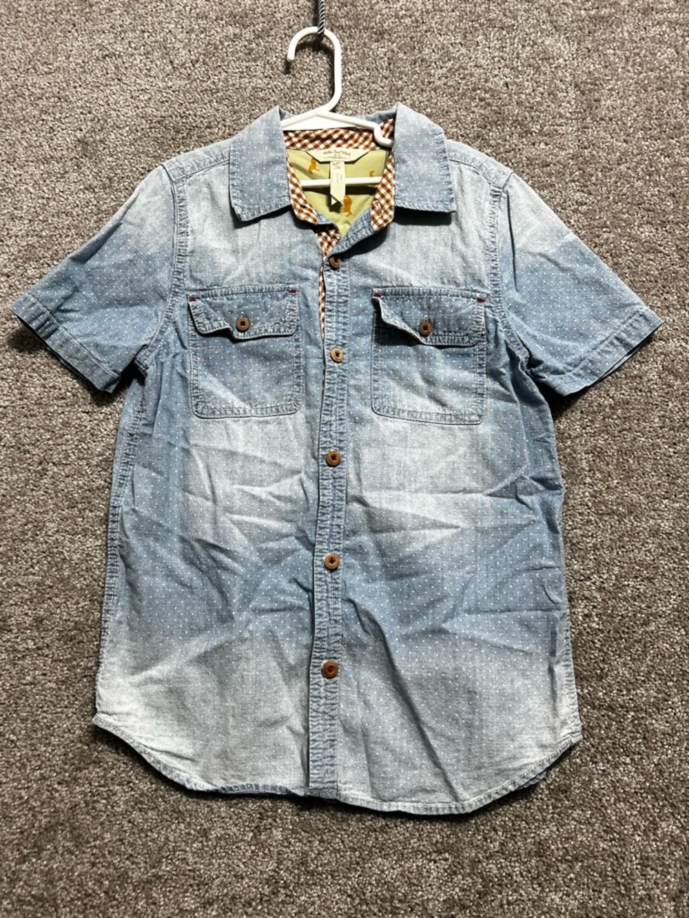 Matilda Jane Joanna Gaines Girls Short sleeve button up shirt Top Denim Size 12